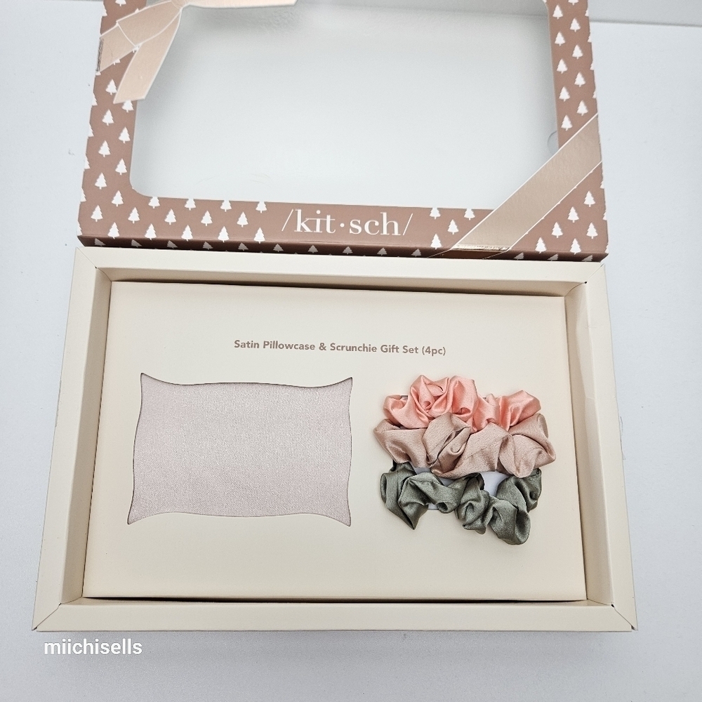 Kitsch satin pillow case and scrunchies gift set